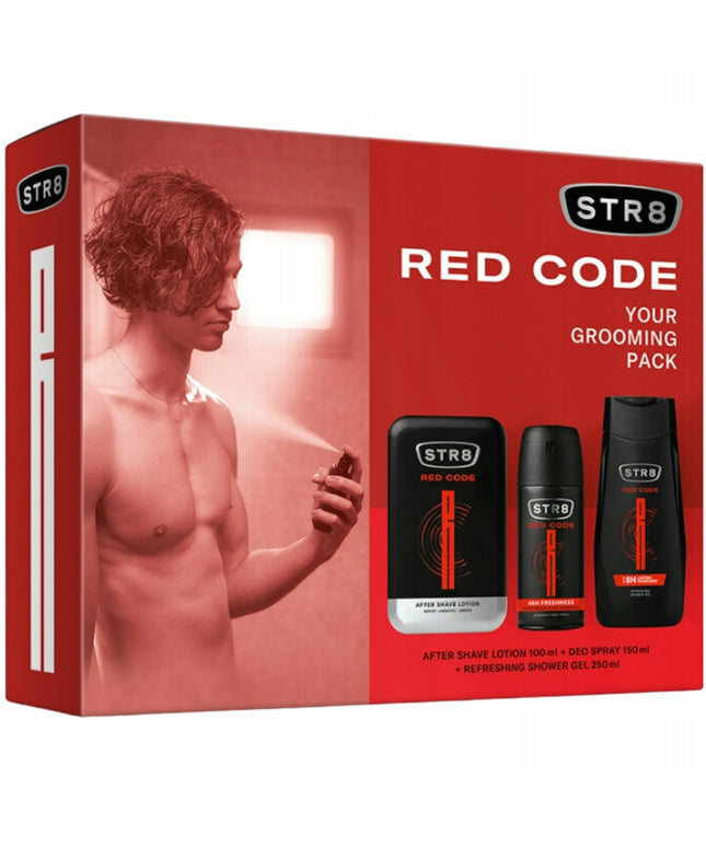STR8 Red Code Dovanų Rinkinys su Kosmetika Vyrams ASL + Deo + Gelis