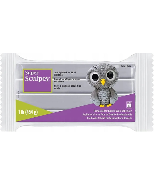 SUPER SCULPEY modelinas skulptūroms, 454 g, pilkas