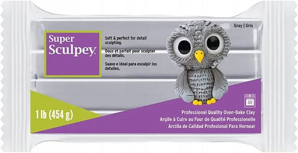 SUPER SCULPEY modelinas skulptūroms, 454 g, pilkas