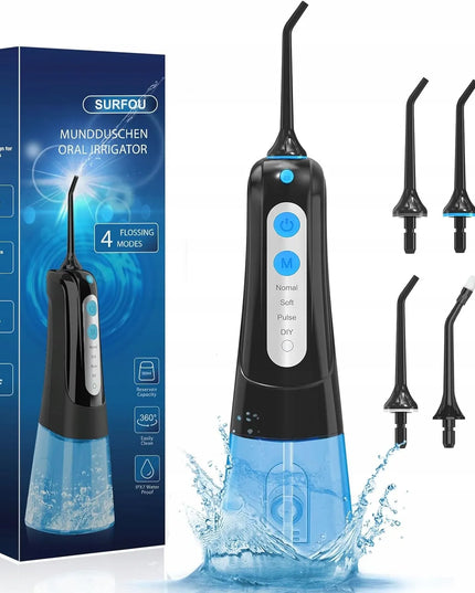 SURFOU belaidis irigatorius, 300 ml, 5 antgaliai, 4 režimai