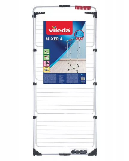 Vertikali 4 pakopų drabužių džiovykla VILEDA MIXER su ratukais skalbiniams