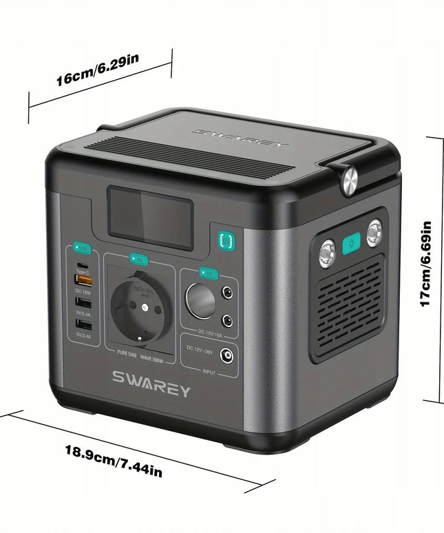 SWAREY S160+100W maitinimo stotelė 222 Wh su 100 W saulės baterija, 300 W AC išėjimas, 65 W USB-C