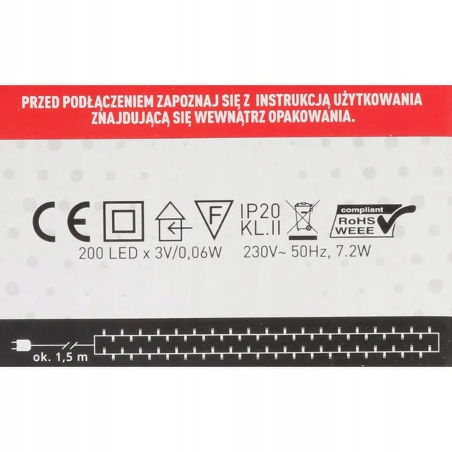„Goliat“ kalėdinė eglutės girlianda, 200 LED, šilta balta šviesa