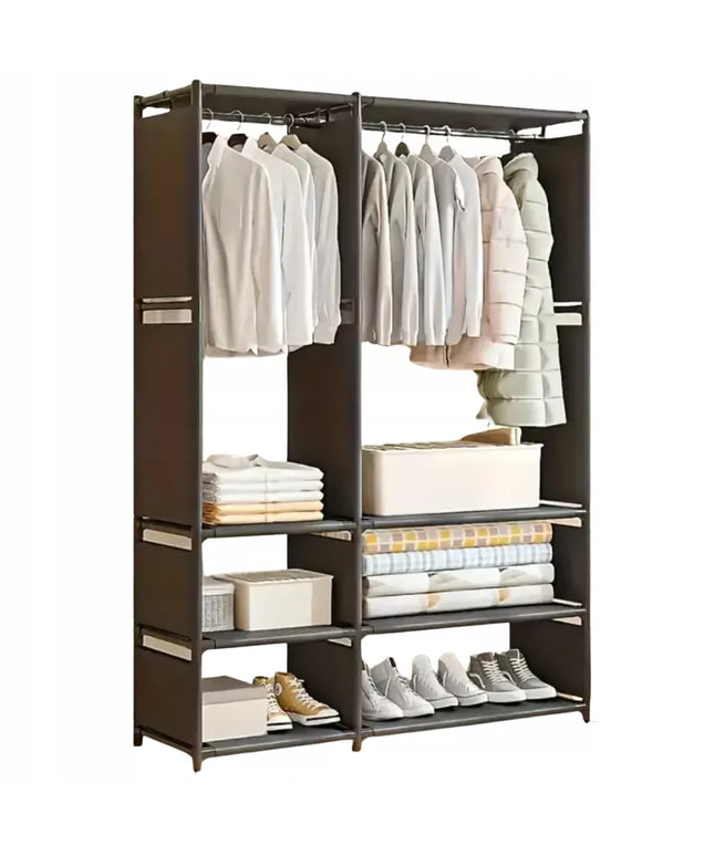 Didelė surenkama medžiaginė spinta drabužiams ir batams