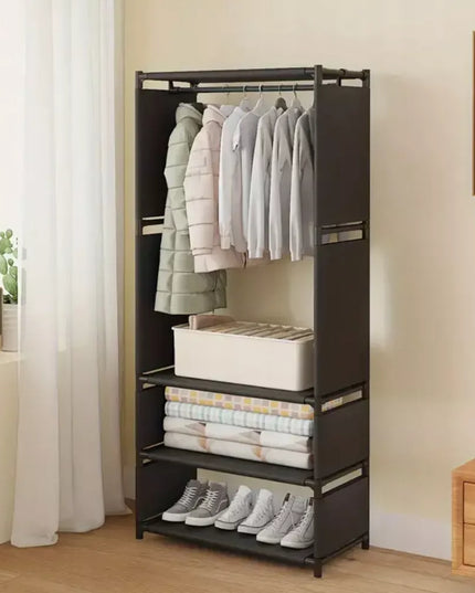 Medžiaginė tekstilinė drabužių spinta, sulankstoma drabužinė su lentynomis