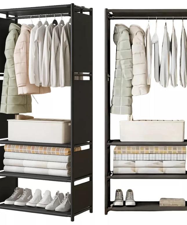 Medžiaginė tekstilinė drabužių spinta, sulankstoma drabužinė su lentynomis