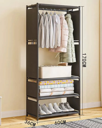 Medžiaginė tekstilinė drabužių spinta, sulankstoma drabužinė su lentynomis