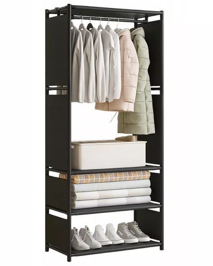 Medžiaginė tekstilinė drabužių spinta, sulankstoma drabužinė su lentynomis