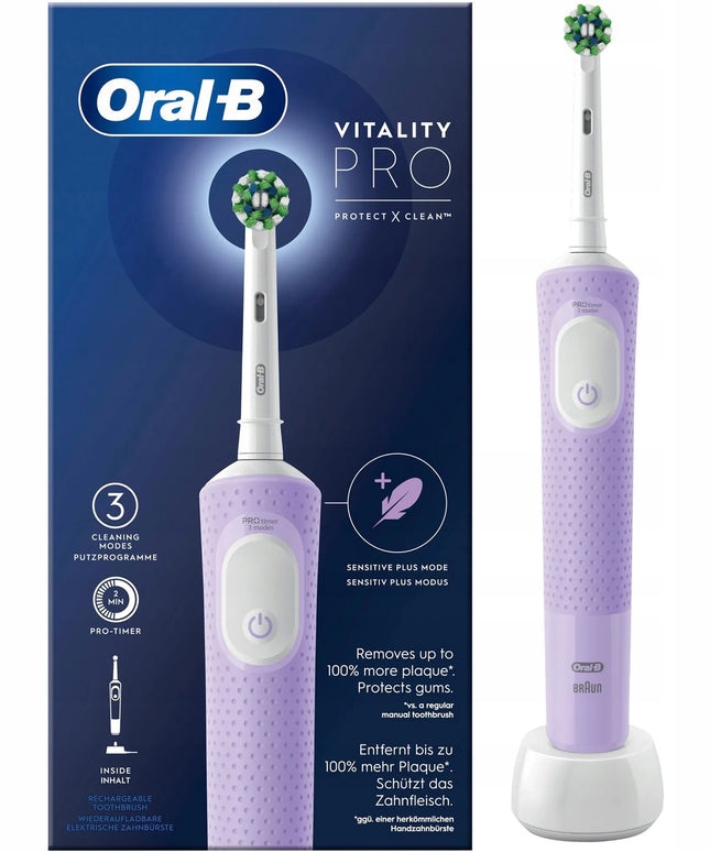Elektrinis dantų šepetėlis Oral-B Vitality D103 PRO 3 režimų, alyvinės spalvos