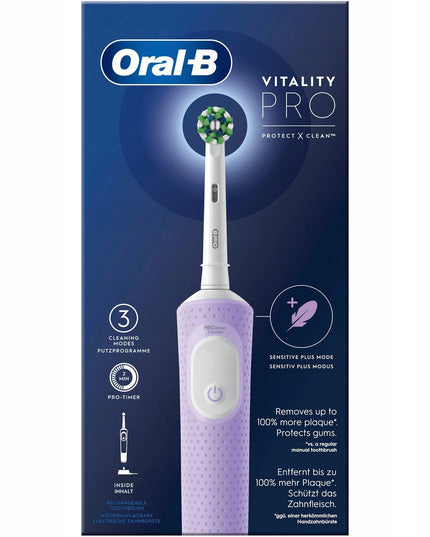Elektrinis dantų šepetėlis Oral-B Vitality D103 PRO 3 režimų, alyvinės spalvos