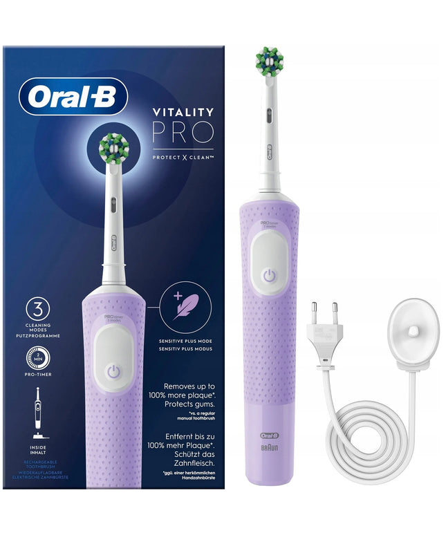 Elektrinis dantų šepetėlis Oral-B Vitality D103 PRO 3 režimų, alyvinės spalvos