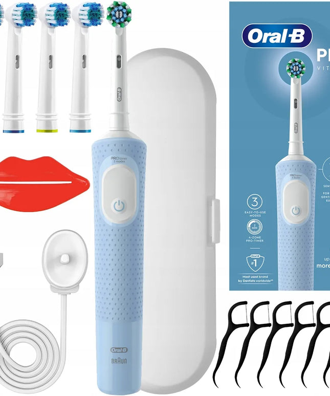 Elektrinis dantų šepetėlis Oral-B Vitality Pro D103 Blue su dėklu ir priedais
