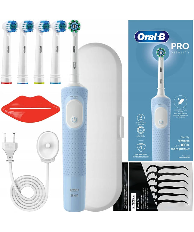 Elektrinis dantų šepetėlis Oral-B Vitality Pro D103 Blue su dėklu ir priedais