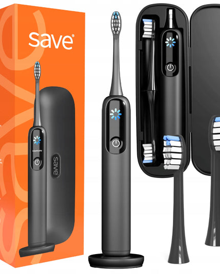 SAVE soninis elektrinis dantų šepetėlis ML950, 120 tūkst. jud./min., dėklas, įkrovimo bazė, antgaliai