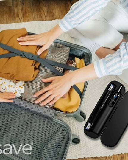 SAVE soninis elektrinis dantų šepetėlis ML950, 120 tūkst. jud./min., dėklas, įkrovimo bazė, antgaliai