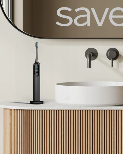 SAVE soninis elektrinis dantų šepetėlis ML950, 120 tūkst. jud./min., dėklas, įkrovimo bazė, antgaliai