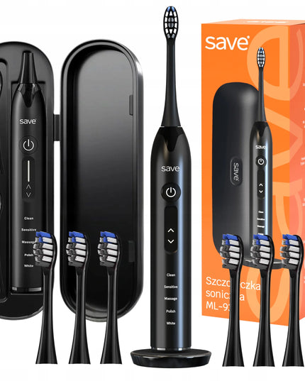Sonicinis dantų šepetėlis elektrinis su įkrovimo baze + 6 antgaliai ir dėklas