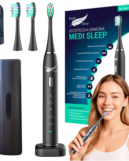 Sonic dantų šepetėlis + dėklas + laikiklis + 37 tūkst. vibracijų MEDI SLEEP