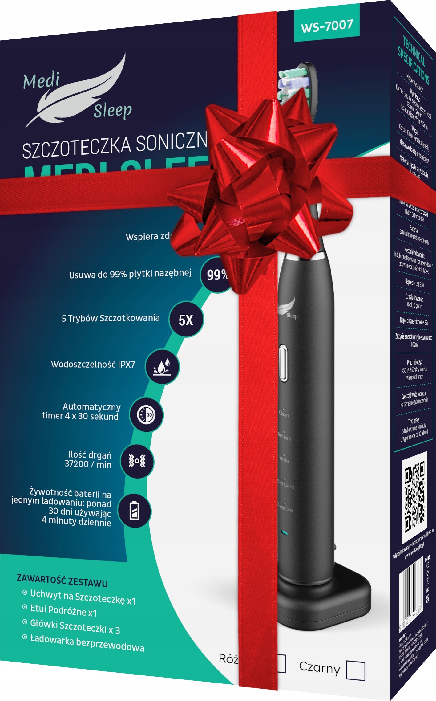 Sonic dantų šepetėlis + dėklas + laikiklis + 37 tūkst. vibracijų MEDI SLEEP