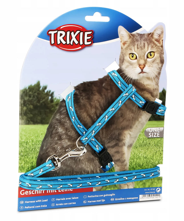 TRIXIE petneikų ir pavadėlio komplektas katėms, reguliuojamas 27-45 cm, violetinės spalvos