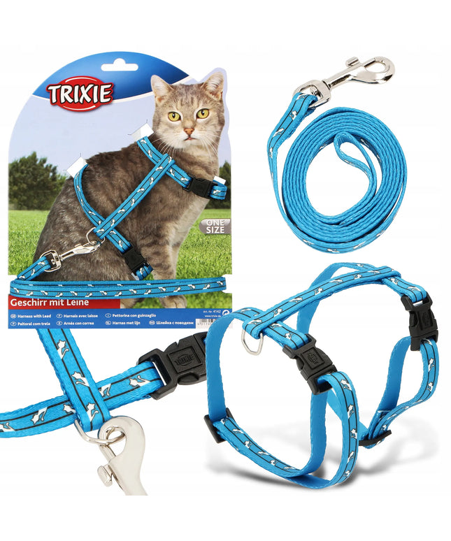 TRIXIE petneikų ir pavadėlio komplektas katėms, reguliuojamas 27-45 cm, violetinės spalvos