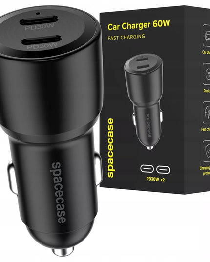 GREITAS AUTOMOBILINIS ĮKROVIKLIS 2X USB-C TYPE C PD QC 3.0 PPS 12V / 24V 60W