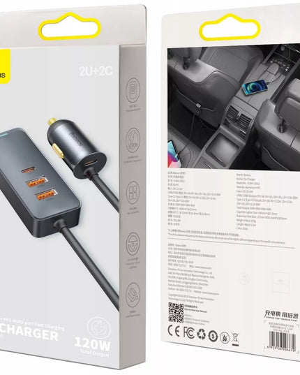 GREITAS AUTOMOBILINIS ĮKROVIKLIS BASEUS 4X USB QC 4.0 PD GALINGAS MAITINIMO ŠALTINIS 120W