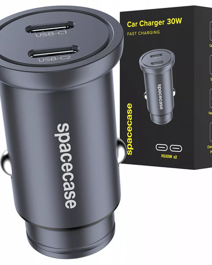 SPARTA MINI AUTOMOBILINIS ĮKROVIKLIS 2X USB-C TYPE-C PD PPS ALIUMININIS 30W