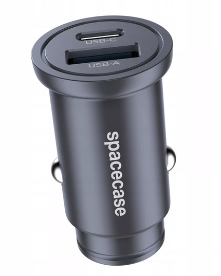 GREITAS AUTOMOBILINIS ĮKROVIKLIS MINI USB USB-C TIPO C PD QC 3.0 ALIUMINIS 30W