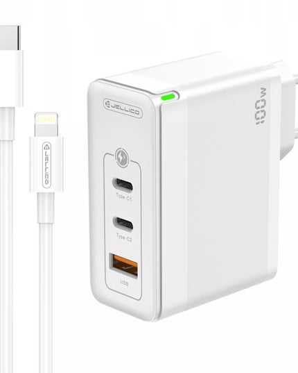 Spartusis sieninis įkroviklis 100W 2xUSB-C + 1xUSB QC3.0 + USB-C