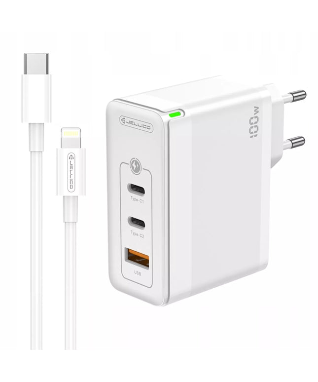 Spartusis sieninis įkroviklis 100W 2xUSB-C + 1xUSB QC3.0 + USB-C