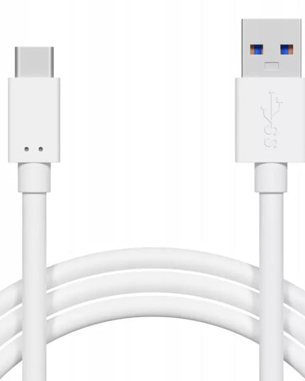Spartusis sieninis įkroviklis 3xUSB Quick Charge QC 30W + USB-C laidas 1m baltas