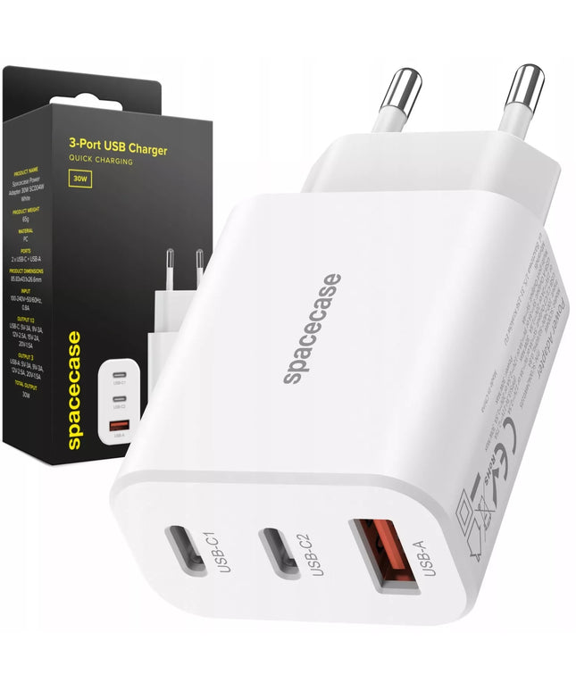 GREITAS TINKLO ĮKROVIKLIS TELEFONUI 3X USB USB-C TIPO-C 30W QUICK CHARGE