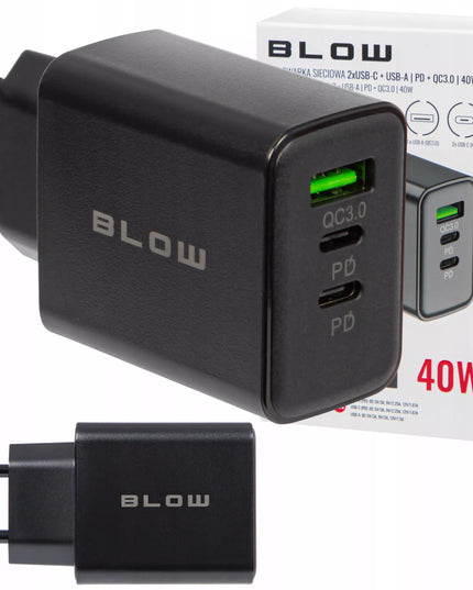 Greitas tinklo įkroviklis USB + 2x USB-C QC PD 40W universalus