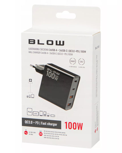 GREITAS TINKLO ĮKROVIKLIS GaN 100W 2x USB 2x USB-C QC 3.0 + PD UNIVERSALUS