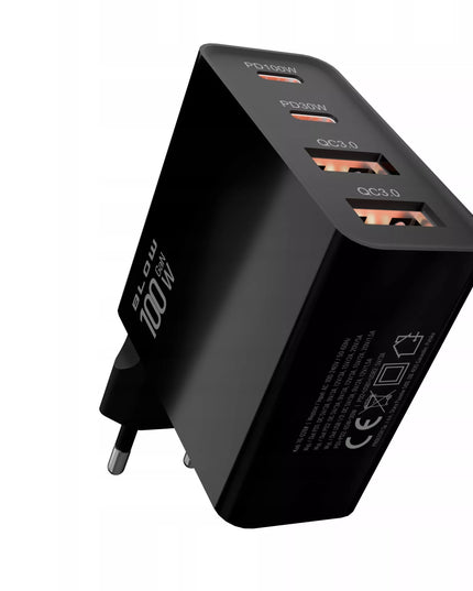 GREITAS TINKLO ĮKROVIKLIS GaN 100W 2x USB 2x USB-C QC 3.0 + PD UNIVERSALUS