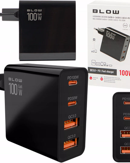 GREITAS TINKLO ĮKROVIKLIS GaN 100W 2x USB 2x USB-C QC 3.0 + PD UNIVERSALUS