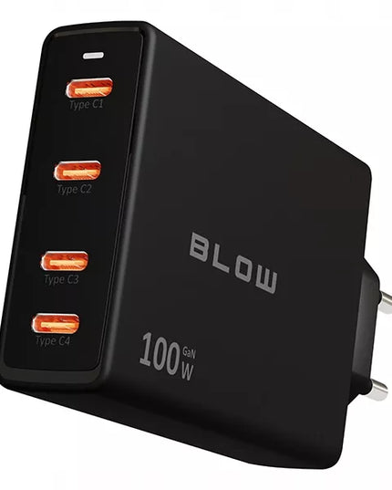 Spartusis sieninis įkroviklis BLOW 4x USB-C QC PD 100W GaN