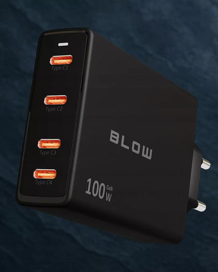Spartusis sieninis įkroviklis BLOW 4x USB-C QC PD 100W GaN