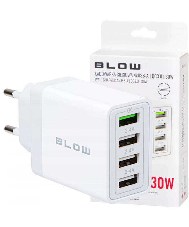Greitas sieninis įkroviklis su 4xUSB jungtimis Quick Charge 3.0 30W