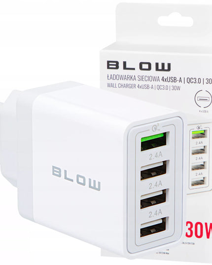 Greitas sieninis įkroviklis su 4xUSB jungtimis Quick Charge 3.0 30W
