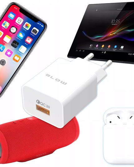 SPARTASIS TINKLO ĮKROVIKLIS USB QC 3.0 18W SU LAIDU BALTAS 1M USB-C