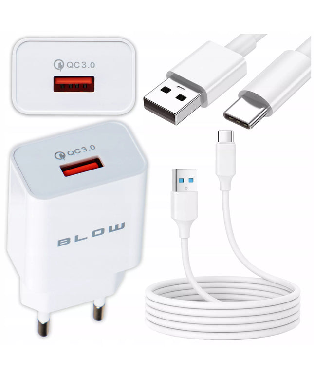 SPARTASIS TINKLO ĮKROVIKLIS USB QC 3.0 18W SU LAIDU BALTAS 1M USB-C