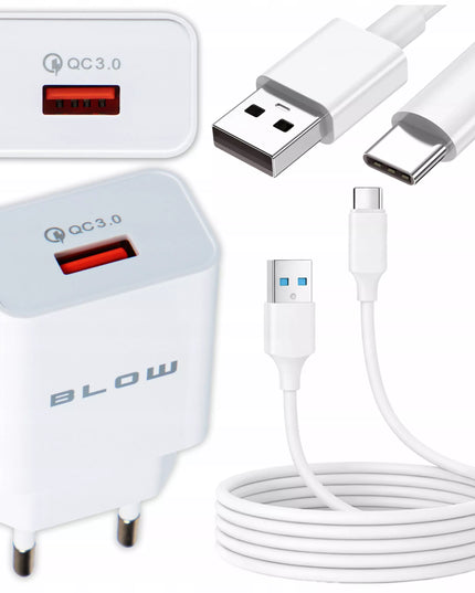 SPARTASIS TINKLO ĮKROVIKLIS USB QC 3.0 18W SU LAIDU BALTAS 1M USB-C
