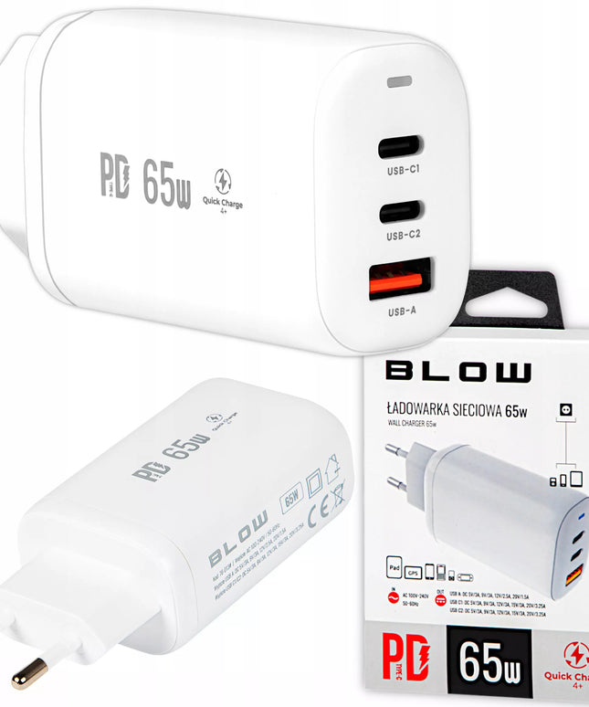 UNIVERSALUS TINKLO ĮKROVIKLIS BLOW USB IR 2xUSB-C QC 4.0 65W PD