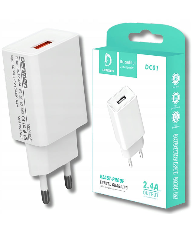 Greitas USB 2.4A 2A sieninis įkroviklis Fast Charge, blokelis, kištukas, skirtas fotoaparatui