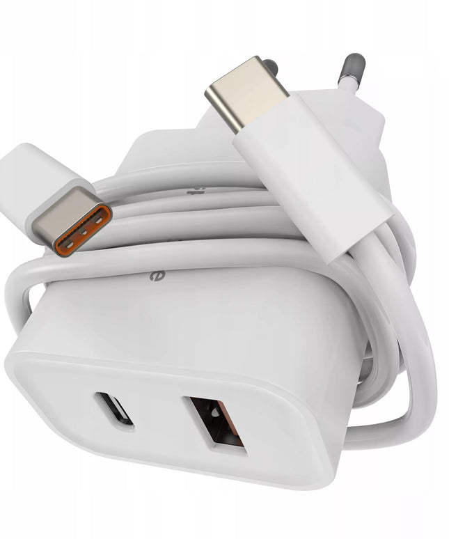 SPARTUSIS UNIVERSALUS USB-C USB ĮKROVIKLIS 20W 3A QC + LAIDAS TIPAS C PD 60W
