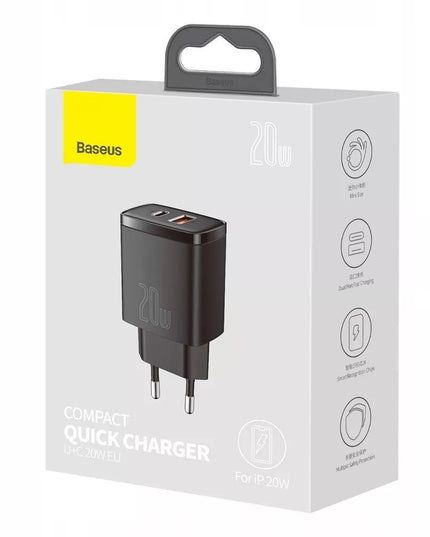 Galingas BASEUS 20W 3A USB-C tinklo įkroviklis, greitas QC PD telefonui