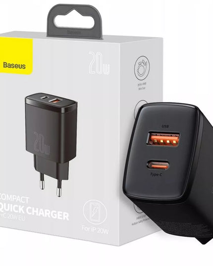 Galingas BASEUS 20W 3A USB-C tinklo įkroviklis, greitas QC PD telefonui