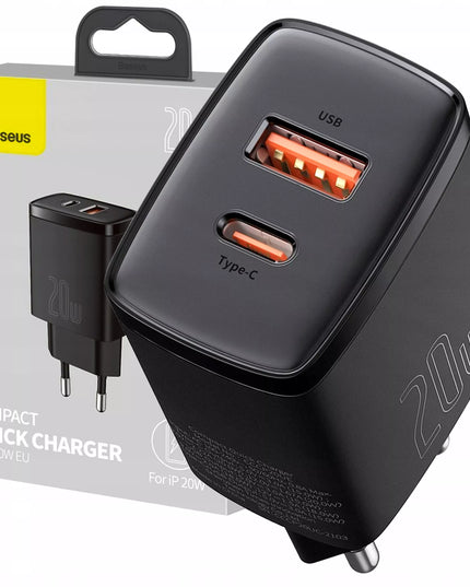 Galingas BASEUS 20W 3A USB-C tinklo įkroviklis, greitas QC PD telefonui